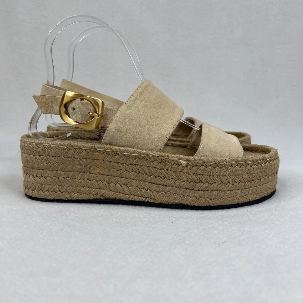 Rag & Bone Brown Odyssey Suede Espadrille Wedge Sandal Size 38 US 8